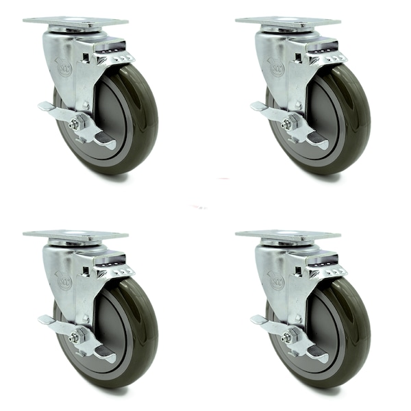 Service Caster Cambro 60007 Dish Caddies Utility Truck Caster with Brake Replacement Set-SCC CAM-SCC-20S514-PPUB-TLB-4 - main